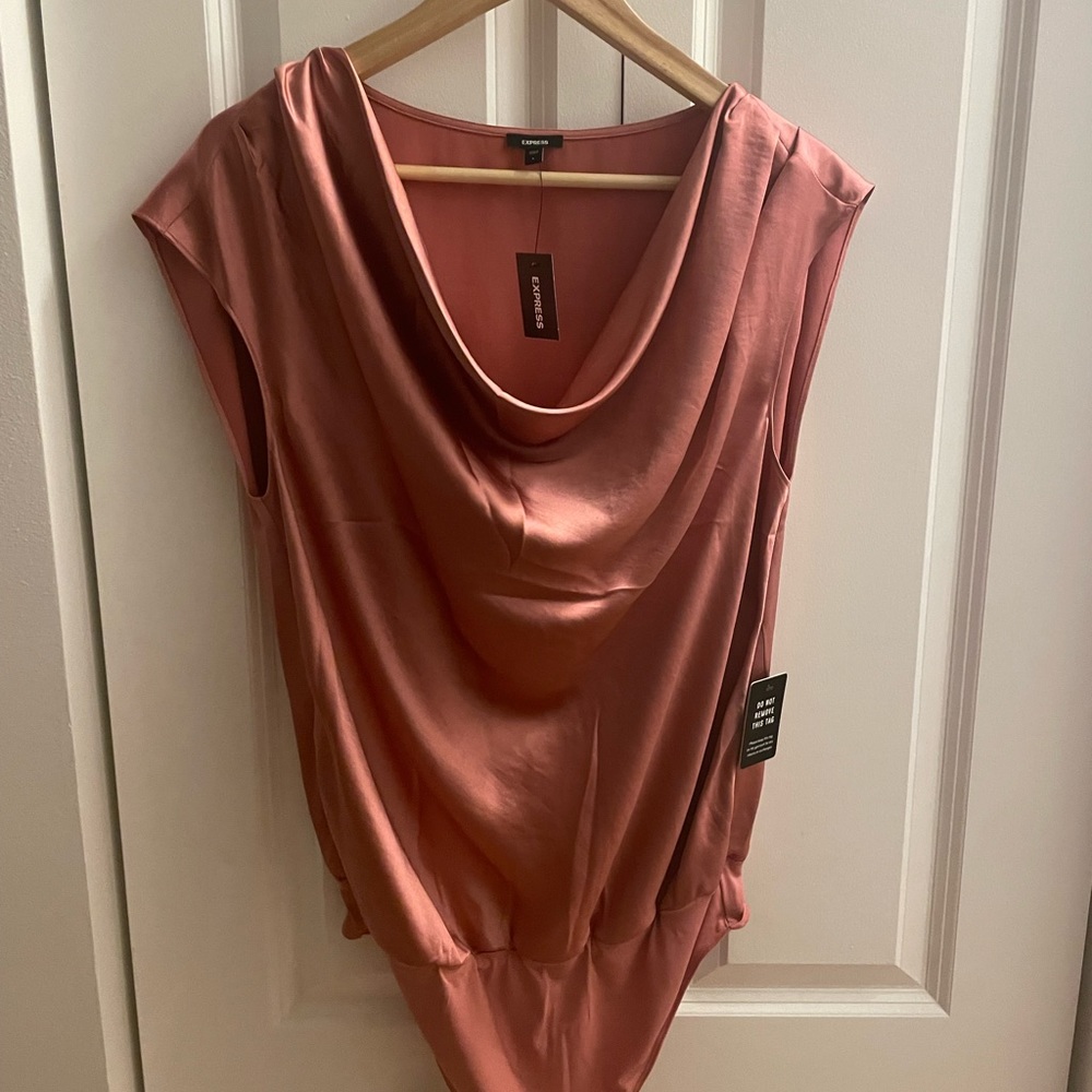Beautiful brand new with tags Satin Cowl Neck Gramercy Bodysuit in desert Rose.